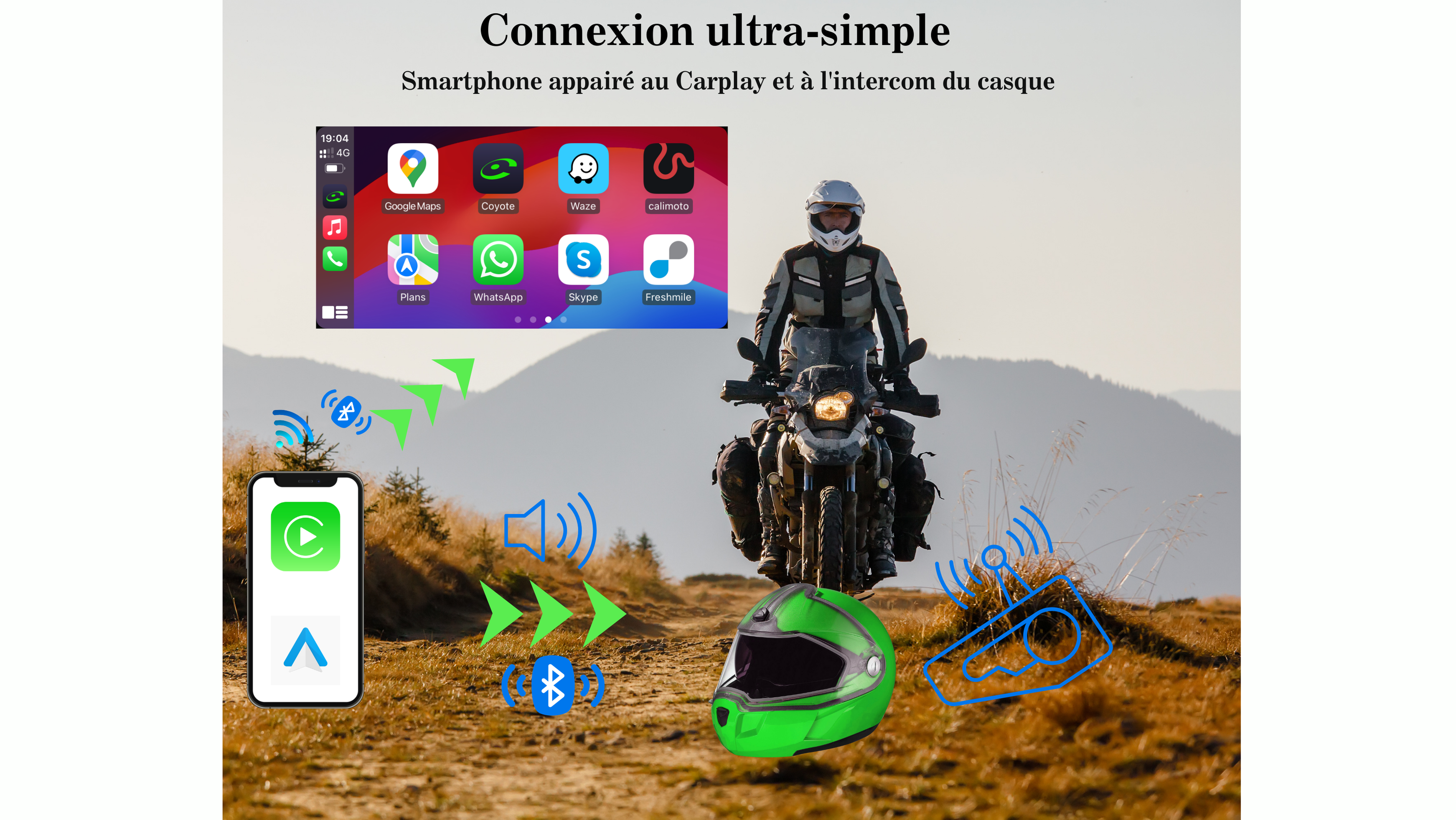 CarPlay Moto WTK and Dashcam Front & Rear