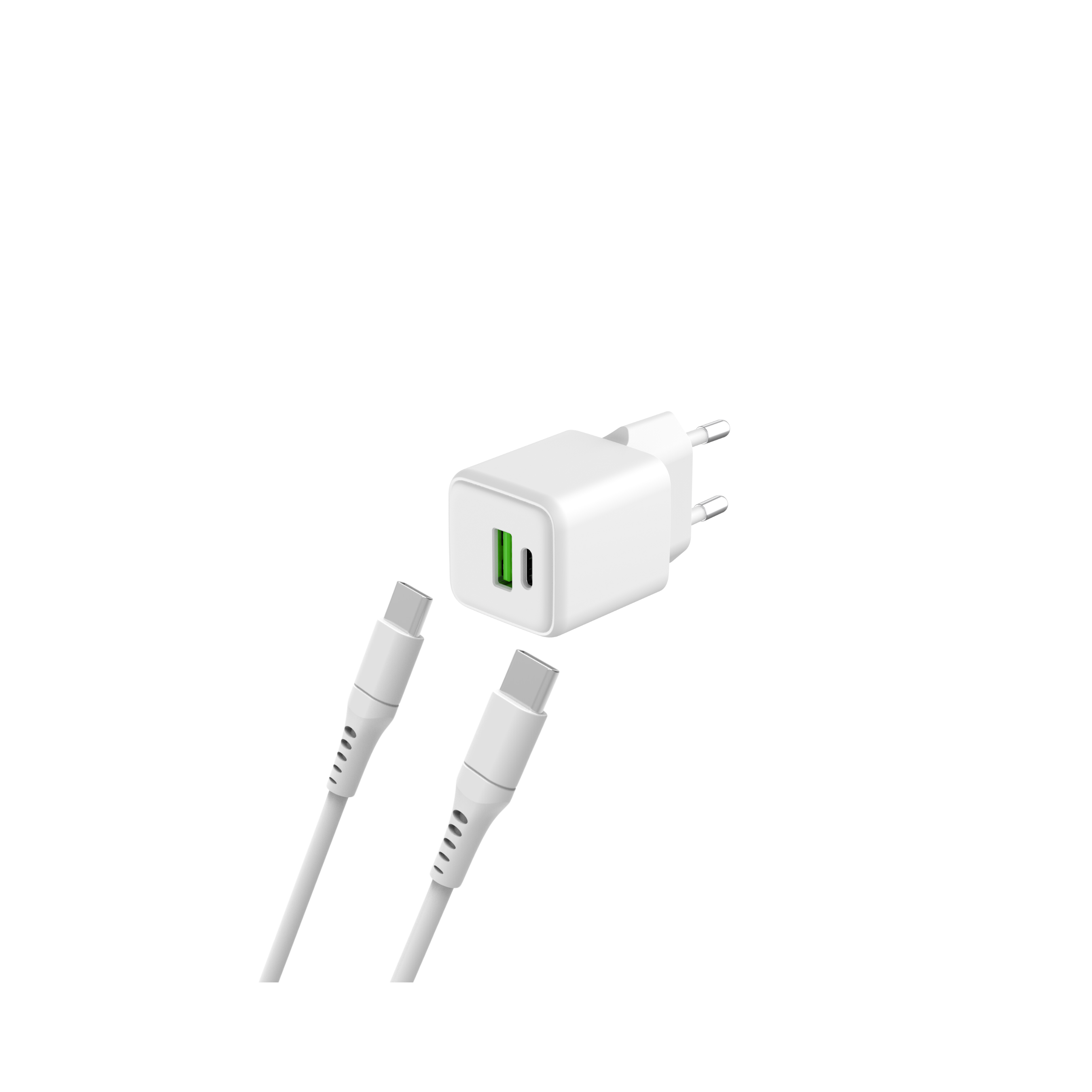 Câble et Prise Murale (USB-C + USB-C) 20W - WTK