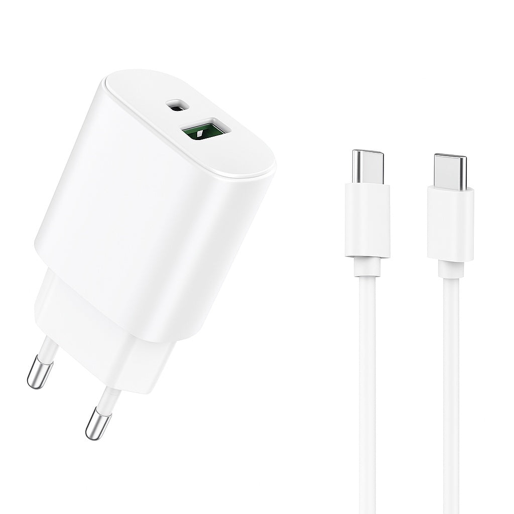 20-W-Power-Delivery-USB-C-Schnellladegerät mit 100-W-2-m-USB-C-auf-USB-C-Kabel für Android-Geräte