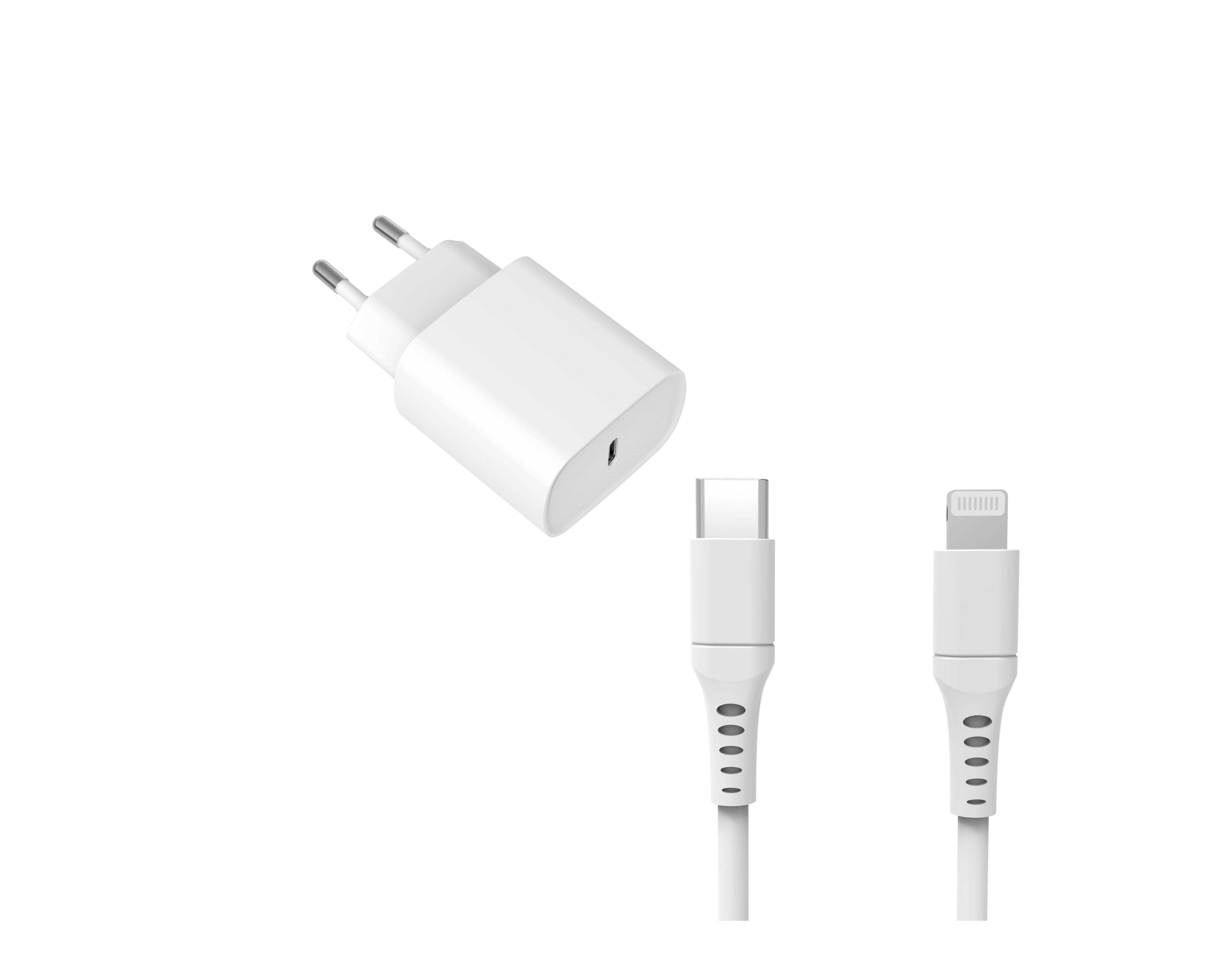 20-W-Power-Delivery-USB-C-Schnellladegerät mit 2-m-Kabel für Apple-Geräte 