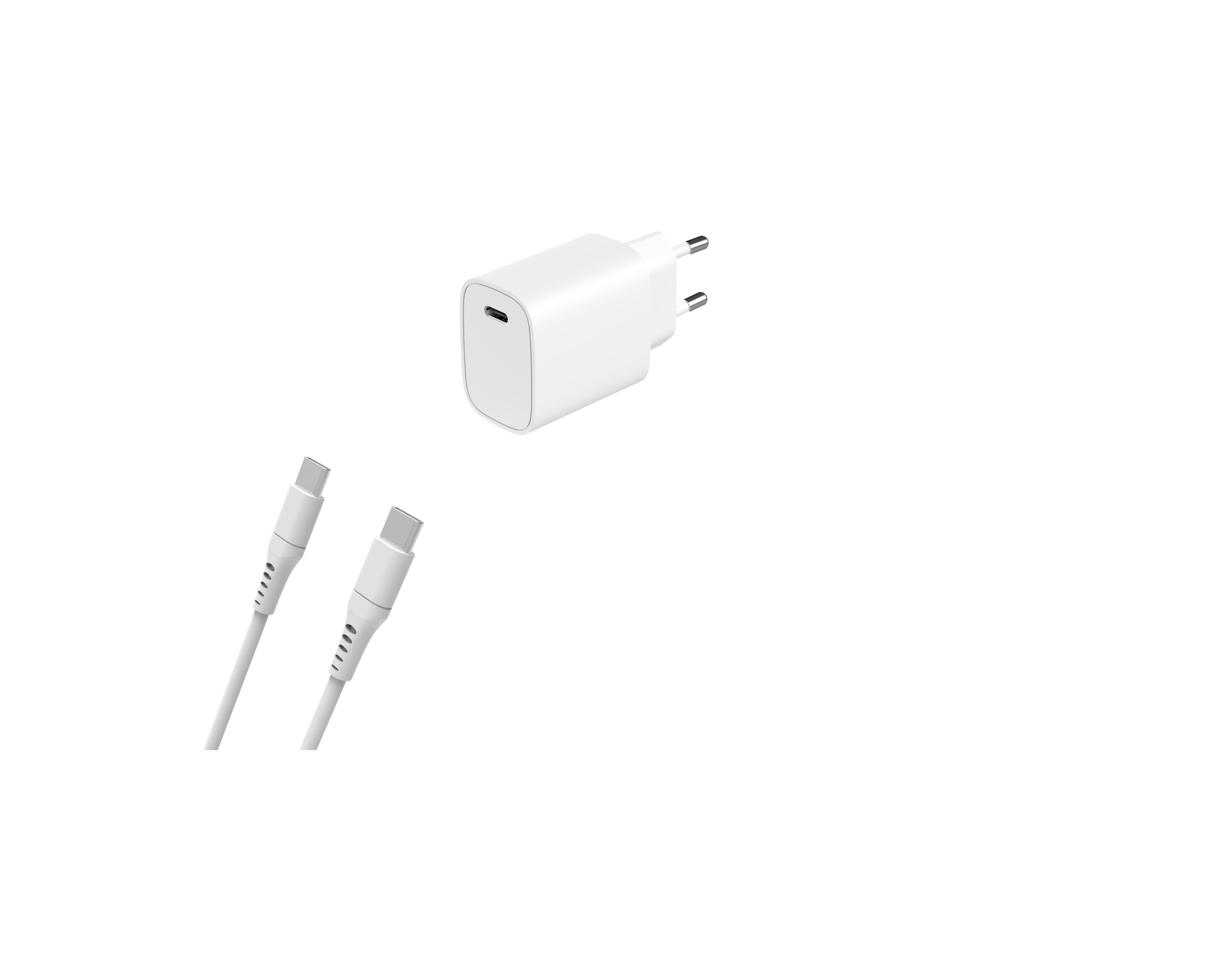 20-W-Power-Delivery-USB-C-Schnellladegerät mit 100-W-2-m-USB-C-auf-USB-C-Kabel für Android-Geräte